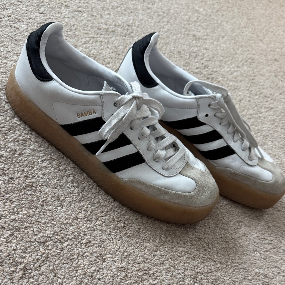 Adidas Samba White and Black with Gum Sole Size 10